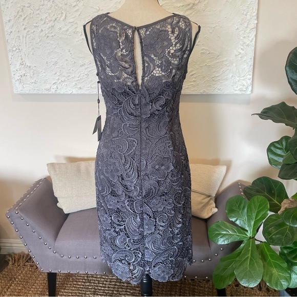 Adrianna Papell Evening Lace Overlay Dress Sleeveless Gray Size 6 NWT - Picture 9 of 9